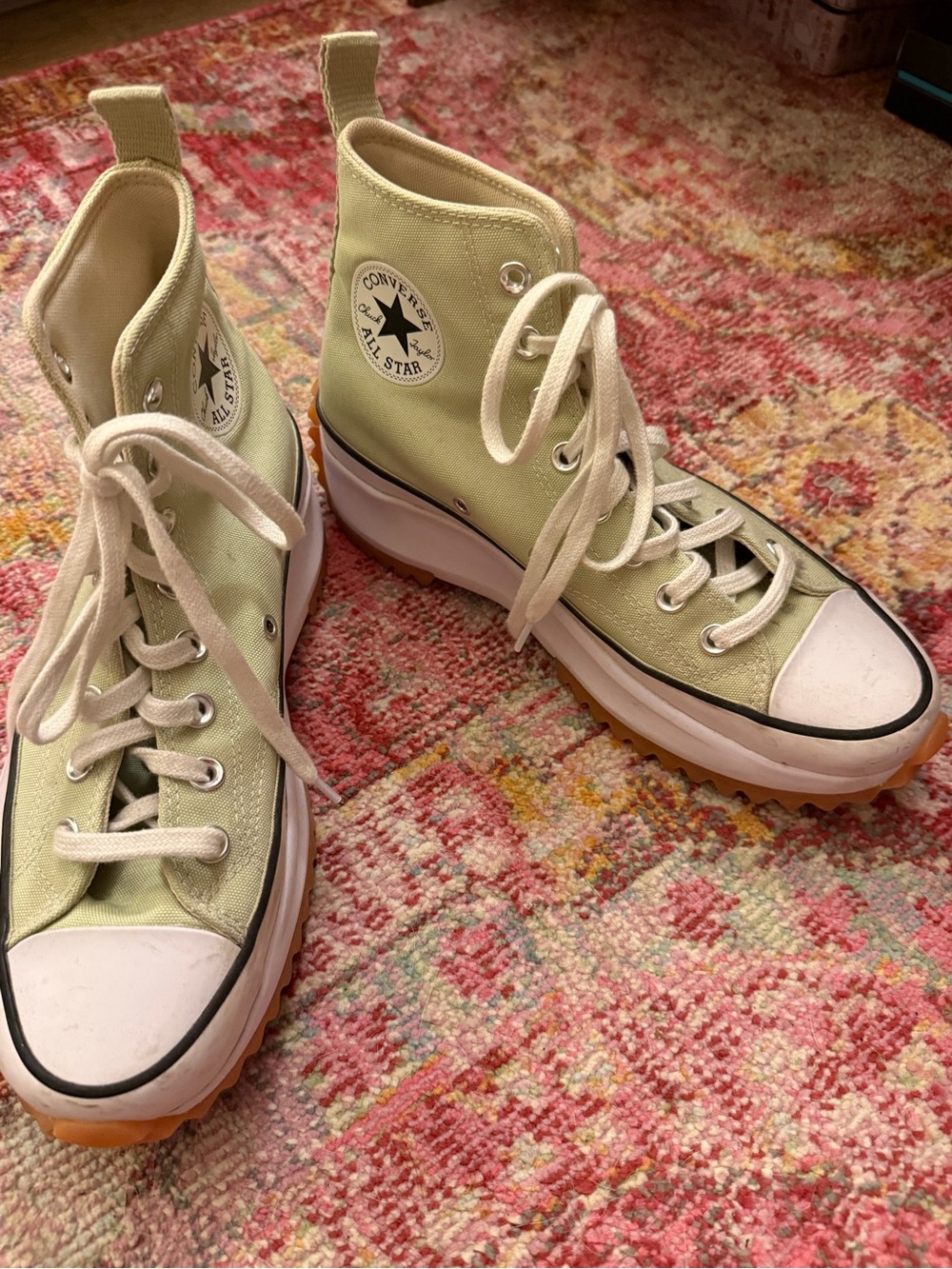 Converse Light Green Lace-Up Platform High Top Boots